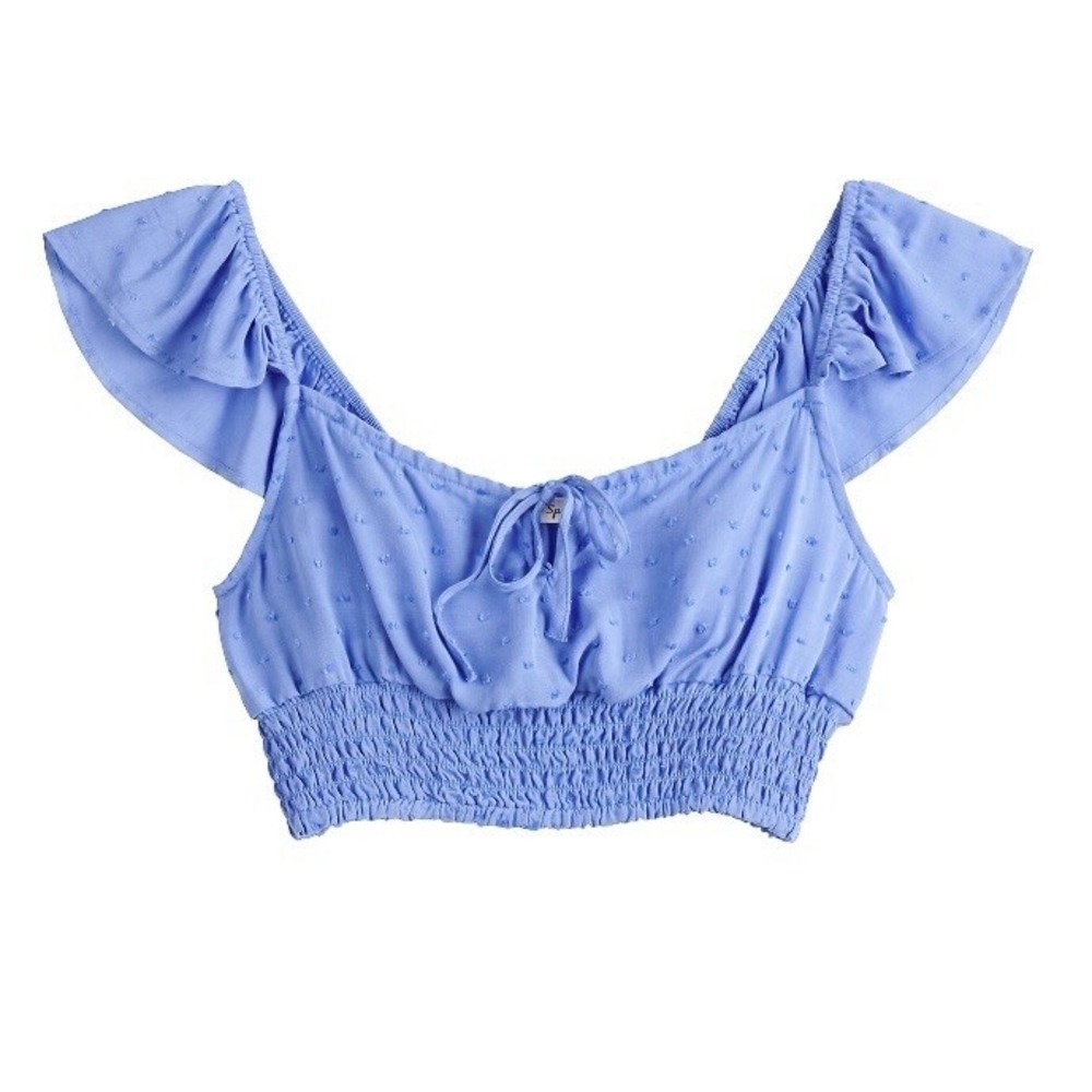 Live to be Spoiled Juniors Flutter Sleeve Smocked Top Medium New with Tags Blue